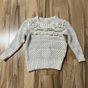 Far Away From Close Anthropologie Alabaster Tassel Sweater XS Fringe Crochet